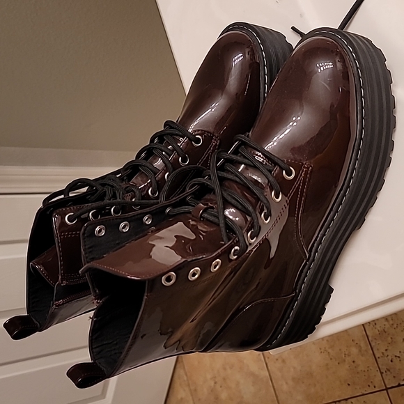H&M Shoes - Women's H&M patent Lace Burgundy Boots size 41 or 9.5